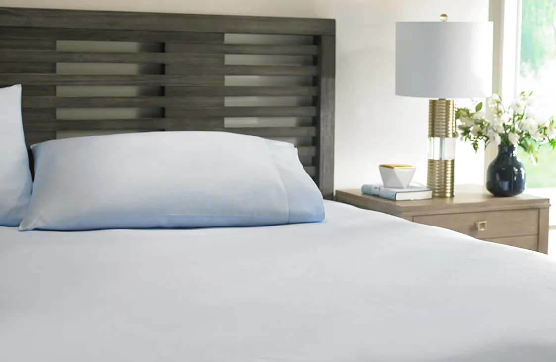 Blue Hemstitch Fitted Sheet