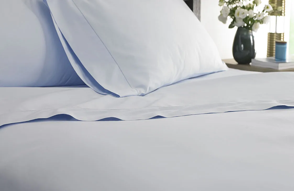 Blue Hemstitch Flat Sheet